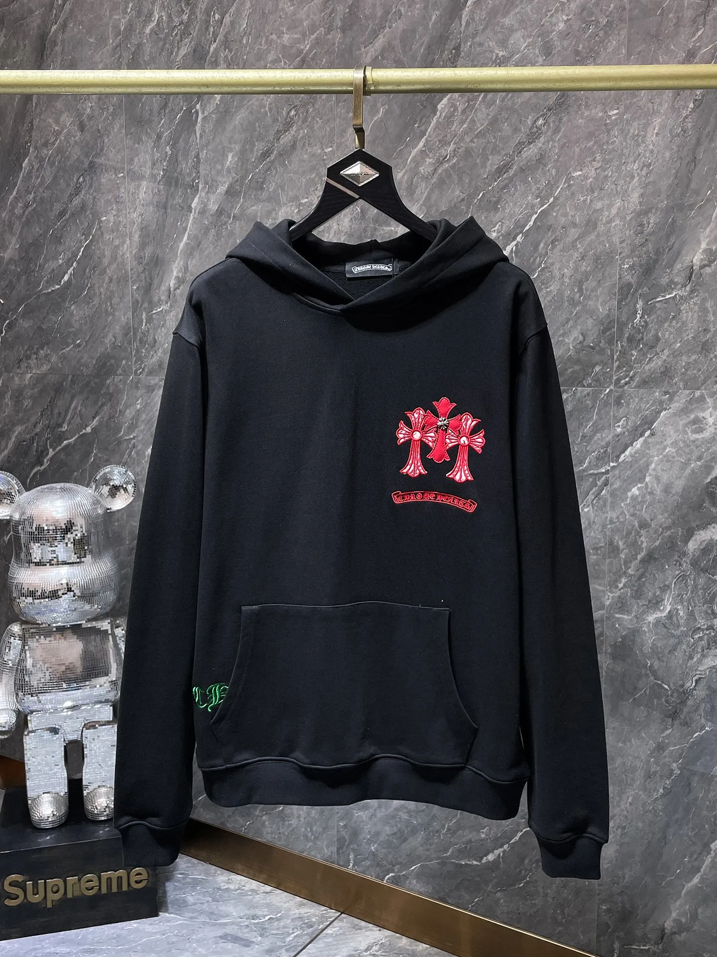 P276 Chrome Hearts Autumn and Winter 2025 Counter Synchronization Horseshoe Cross Handmade Three-dimensional Custom Patched Embroidery Hooded Sweatshirt Heavy Embroidery! ! ! Tens of thousands of needles! ! Improved customized version of 1:1 high-gram weight high-quality fabric Recommended color: white black code number: S, M, L, XL